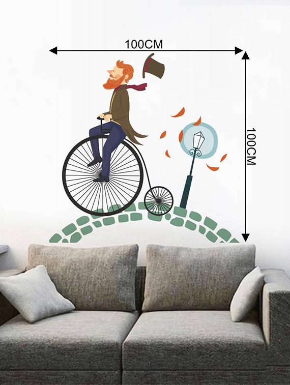 Rawpockets Wall Decals ' Beard Man on Big Cycle ' Wall stickers (PVC Vinyl) Multicolour - 15733917 - Zoom Image - 4