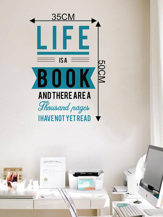 Rawpockets Wall Decals ' Life is a Book Quote ' Wall stickers (PVC Vinyl) Multicolour - 15733919 - Zoom Image - 4