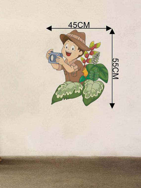 Rawpockets Wall Decals ' Cute Boy with Camera ' Wall stickers (PVC Vinyl) Multicolour - 15733920 - Zoom Image - 4
