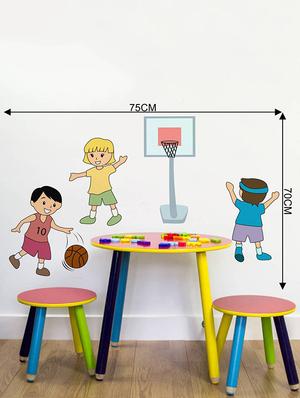 Rawpockets Wall Decals ' Kids Playing Basketball Game ' Wall stickers (PVC Vinyl) Multicolour - 15733921 - Standard Image - 4