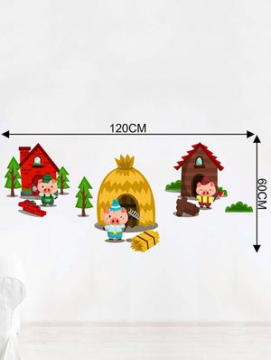Rawpockets Wall Decals ' Pig House Story ' Wall stickers (PVC Vinyl) Multicolour - 15733927 - Standard Image - 4