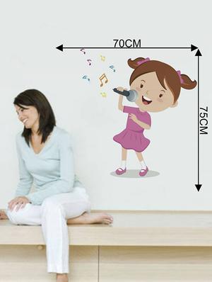 Rawpockets Wall Decals ' Girl Singing Songs ' Wall stickers (PVC Vinyl) Multicolour - 15733931 - Standard Image - 4