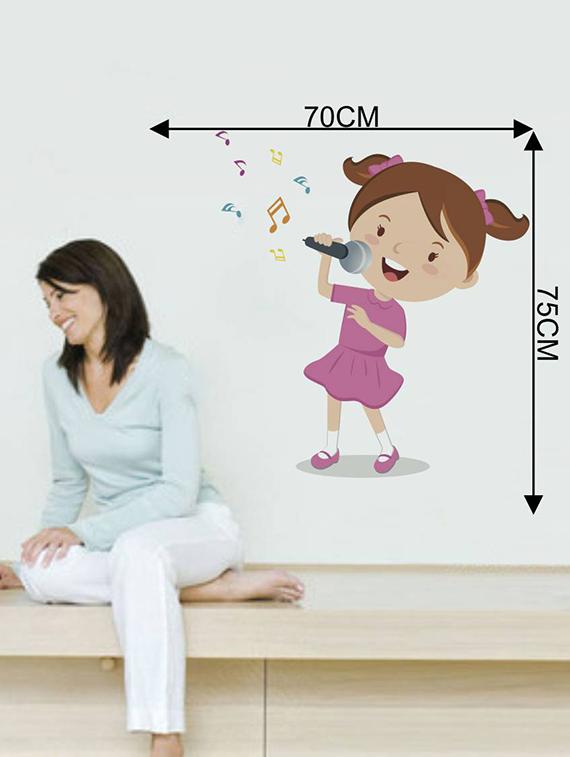 Rawpockets Wall Decals ' Girl Singing Songs ' Wall stickers (PVC Vinyl) Multicolour - 15733931 - Zoom Image - 4
