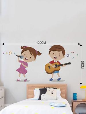 Rawpockets Wall Decals ' Boy and Girl Music Fun ' Wall stickers (PVC Vinyl) Multicolour - 15733934 - Standard Image - 4