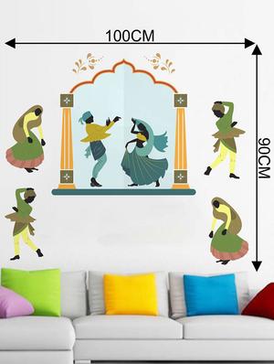 Rawpockets Wall Decals ' Indian Ethnical Group Dance ' Wall stickers (PVC Vinyl) Multicolour - 15733940 - Standard Image - 4