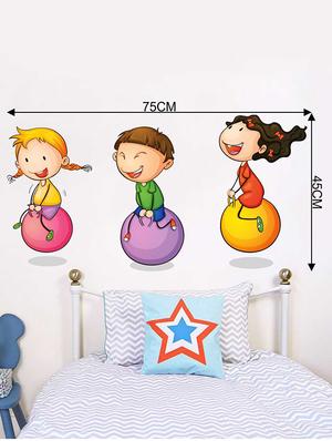 Rawpockets Wall Decals ' Kids Playing Ball Game ' Wall stickers (PVC Vinyl) Multicolour - 15733942 - Standard Image - 4