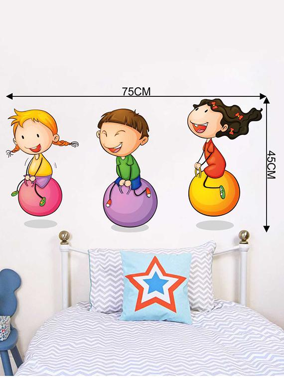 Rawpockets Wall Decals ' Kids Playing Ball Game ' Wall stickers (PVC Vinyl) Multicolour - 15733942 - Zoom Image - 4