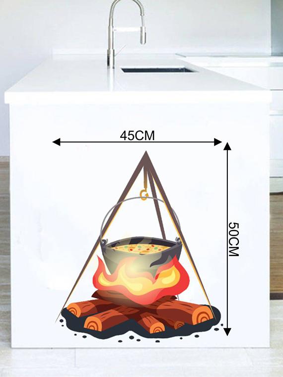 Rawpockets Wall Decals ' Fire Pot Cooking - Kitchen Room ' Wall stickers (PVC Vinyl) Multicolour - 15734013 - Zoom Image - 4