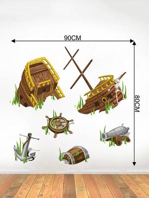 Rawpockets Wall Decals ' Old Broken Ship - Living Room ' Wall stickers (PVC Vinyl) Multicolour - 15734017 - Standard Image - 4