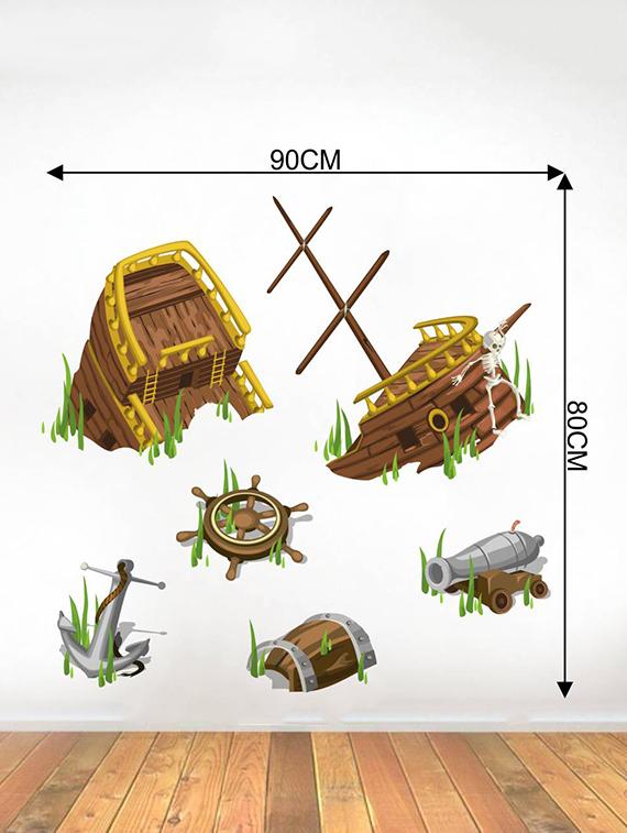 Rawpockets Wall Decals ' Old Broken Ship - Living Room ' Wall stickers (PVC Vinyl) Multicolour - 15734017 - Zoom Image - 4