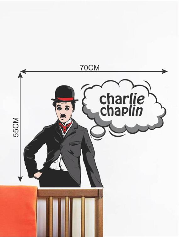 Rawpockets Wall Decals ' Charlie Chaplin ' Wall stickers (PVC Vinyl) Multicolour - 15734018 - Zoom Image - 4
