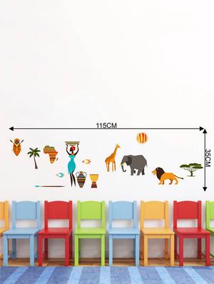 Rawpockets Wall Decals ' African Tribe Story ' Wall stickers (PVC Vinyl) Multicolour - 15734021 - Standard Image - 4