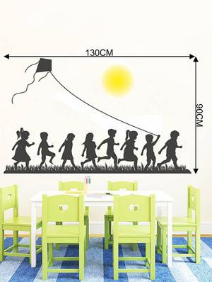 Rawpockets Wall Decals ' Kid's Playing Kites on Sunset - Kid's Room ' Wall stickers (PVC Vinyl) Multicolour - 15734024 - Standard Image - 4