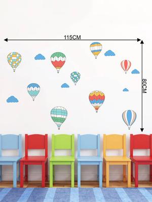 Rawpockets Wall Decals ' Air Ballon Story - Kid's Room ' Wall stickers (PVC Vinyl) Multicolour - 15734027 - Standard Image - 4