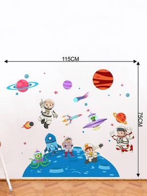 Rawpockets Wall Decals ' Kid's on Space - Kid's Room ' Wall stickers (PVC Vinyl) Multicolour - 15734033 - Standard Image - 4