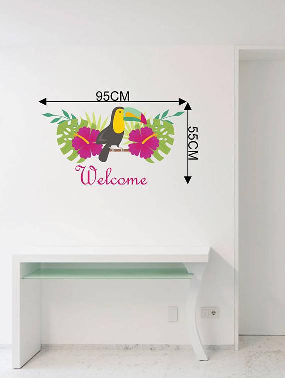 Rawpockets Wall Decals ' Welcome with Bird - Living Room ' Wall stickers (PVC Vinyl) Multicolour - 15734048 - Zoom Image - 4