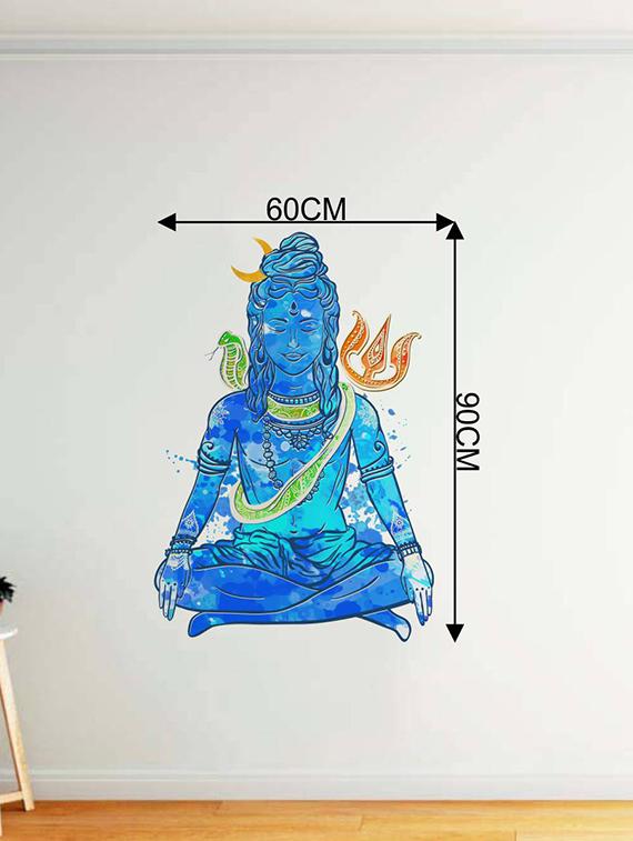 Rawpockets Wall Decals ' Divine Lord Shiva Bluish ' Wall stickers (PVC Vinyl) Multicolour - 15734056 - Zoom Image - 4