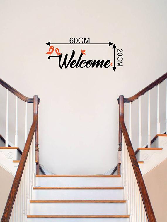 Rawpockets Wall Decals ' Welcome Bird - Door Decorative ' Wall stickers (PVC Vinyl) Multicolour - 15734057 - Zoom Image - 4