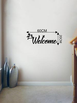 Rawpockets Wall Decals ' Welcome Bird Black - Door Decorative ' Wall stickers (PVC Vinyl) Multicolour - 15734058 - Standard Image - 4
