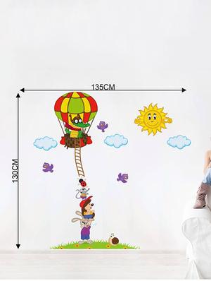 Rawpockets Wall Decals ' Animals and Hot Air Baloon Story - Kid's Room ' Wall stickers (PVC Vinyl) Multicolour - 15734060 - Standard Image - 4