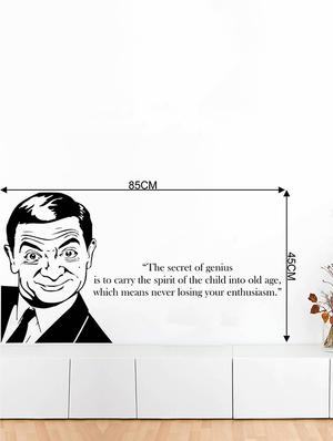 Rawpockets Wall Decals ' " The Secret of Genius " Quote with Mr.Bean ' Wall stickers (PVC Vinyl) Multicolour - 15734064 - Standard Image - 4