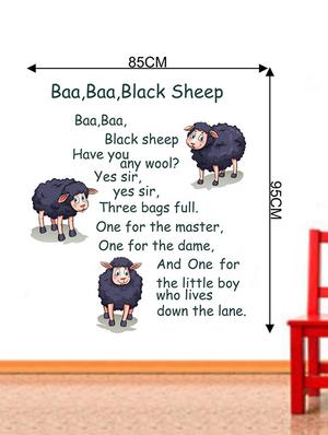 Rawpockets Wall Decals ' Baa Baa Black Sheep Poem - Kid's Room ' Wall stickers (PVC Vinyl) Multicolour - 15734075 - Standard Image - 4