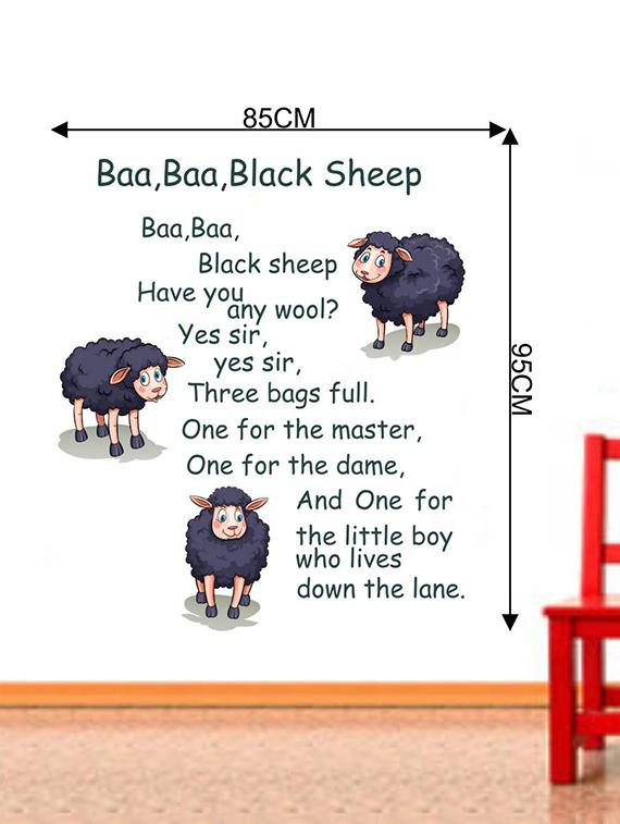 Rawpockets Wall Decals ' Baa Baa Black Sheep Poem - Kid's Room ' Wall stickers (PVC Vinyl) Multicolour - 15734075 - Zoom Image - 4
