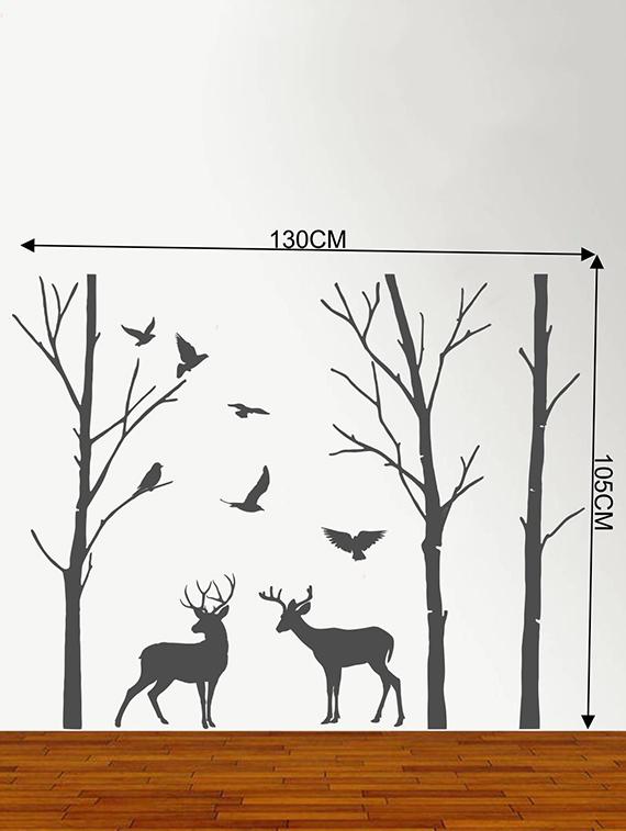 Rawpockets Wall Decals ' Deer and Jungle Black Story ' Wall stickers (PVC Vinyl) Multicolour - 15734083 - Zoom Image - 4