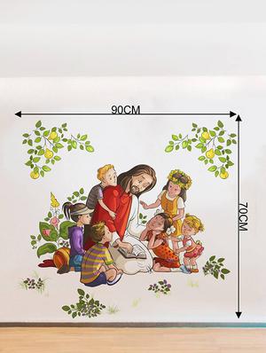 Rawpockets Wall Decals ' Lord Jesus with Kids ' Wall stickers (PVC Vinyl) Multicolour - 15734085 - Standard Image - 4
