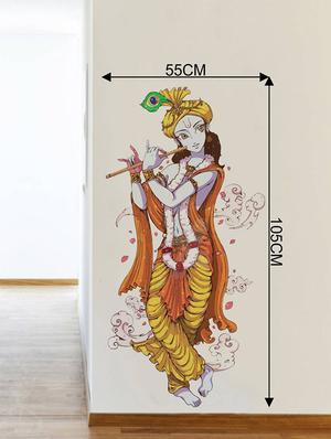 Rawpockets Wall Decals ' Lord Krishna with Flute ' Wall stickers (PVC Vinyl) Multicolour - 15734087 - Standard Image - 4