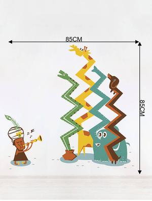 Rawpockets Wall Decals ' Man Playing Music and Funny Animals ' Wall stickers (PVC Vinyl) Multicolour - 15734091 - Standard Image - 4