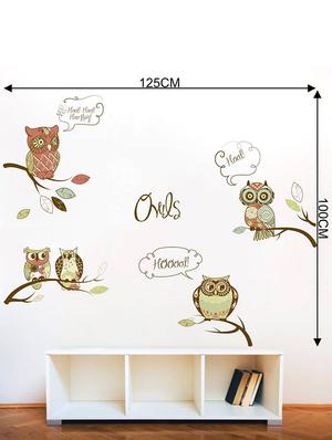 Rawpockets Wall Decals ' Owls Family Story - Kid's Room ' Wall stickers (PVC Vinyl) Multicolour - 15734094 - Standard Image - 4