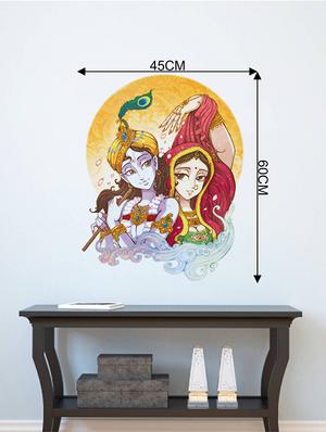 Rawpockets Wall Decals ' Lord Krishna Radha Flute Singing ' Wall stickers (PVC Vinyl) Multicolour - 15734097 - Standard Image - 4