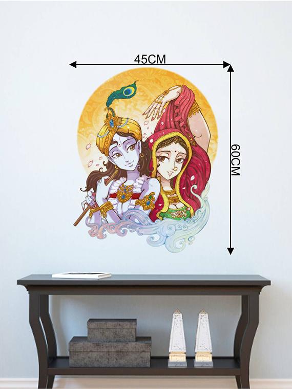 Rawpockets Wall Decals ' Lord Krishna Radha Flute Singing ' Wall stickers (PVC Vinyl) Multicolour - 15734097 - Zoom Image - 4