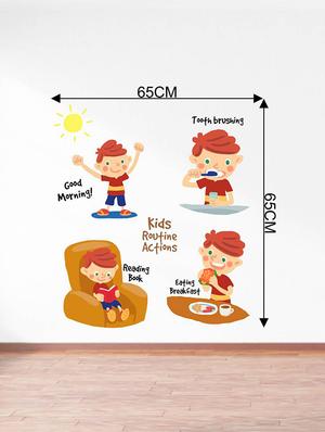 Rawpockets Wall Decals ' Kids Routine actions - Kids Room ' Wall stickers (PVC Vinyl) Multicolour - 15734109 - Standard Image - 4