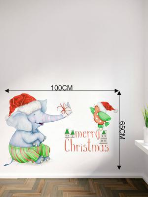 Rawpockets Wall Decals ' Elephant Gift for Christmas ' Wall stickers (PVC Vinyl) Multicolour - 15734112 - Standard Image - 4