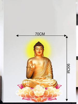Rawpockets Wall Decals ' Lord Buddha Peaceful on Lotus ' Wall stickers (PVC Vinyl) Multicolour - 15734113 - Standard Image - 4