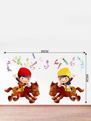 Rawpockets Wall Decals ' Champion Kids Riding Horse - Kids Room ' Wall stickers (PVC Vinyl) Multicolour - 15734116 - Standard Image - 4