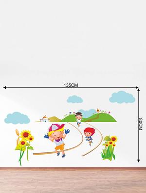 Rawpockets Wall Decals ' Kids Marathon - Kids Room ' Wall stickers (PVC Vinyl) Multicolour - 15734119 - Standard Image - 4
