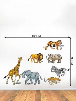 Rawpockets Wall Decals ' Wild Animals with Name - Kids Room ' Wall stickers (PVC Vinyl) Multicolour - 15734121 - Standard Image - 4