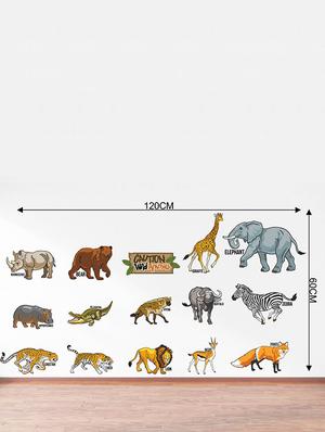 Rawpockets Wall Decals ' Caution Wild animals - Kids Room ' Wall stickers (PVC Vinyl) Multicolour - 15734122 - Standard Image - 4