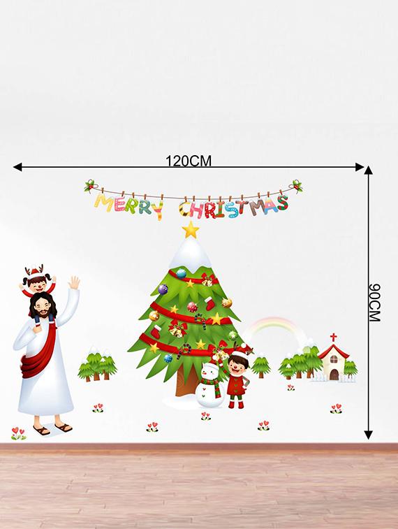 Rawpockets Wall Decals ' Christmas With Lord Jesus ' Wall stickers (PVC Vinyl) Multicolour - 15734128 - Zoom Image - 4
