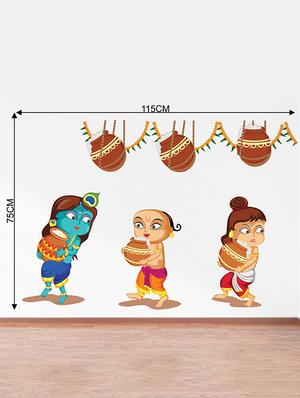 Rawpockets Wall Decals ' Lord Krishna Carrying Butter Pot ' Wall stickers (PVC Vinyl) Multicolour - 15734137 - Standard Image - 4