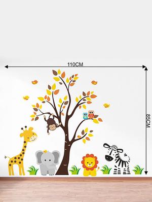 Rawpockets Wall Decals ' Baby Jungle Animals Story ' Wall stickers (PVC Vinyl) Multicolour - 15734138 - Standard Image - 4