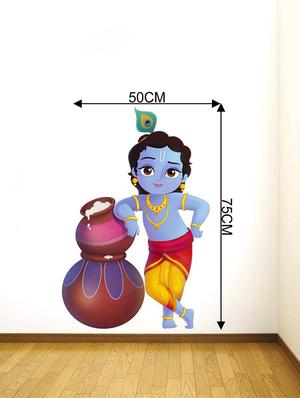 Rawpockets Wall Decals ' Lord Krishna and Butter Pots ' Wall stickers (PVC Vinyl) Multicolour - 15734139 - Standard Image - 4