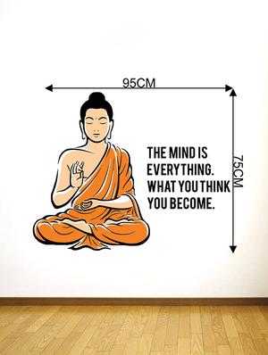 Rawpockets Wall Decals ' Peaceful Buddha and Quote on Mind ' Wall stickers (PVC Vinyl) Multicolour - 15734141 - Standard Image - 4
