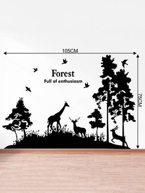 Rawpockets Wall Decals ' Forest and Animals Story (Full of Enthusiasm) Black ' Wall stickers (PVC Vinyl) Multicolour - 15734142 - Standard Image - 4
