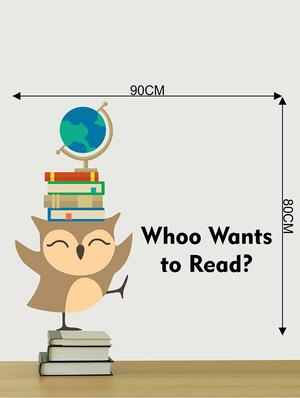 Rawpockets Wall Decals ' " Whoo Wants to Read " Cartoon Quote - Kids Room ' Wall stickers (PVC Vinyl) Multicolour - 15734148 - Standard Image - 4