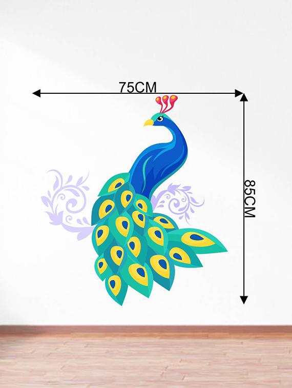 Rawpockets Wall Decals ' Decorative Blue Peacock ' Wall stickers (PVC Vinyl) Multicolour - 15734150 - Zoom Image - 4