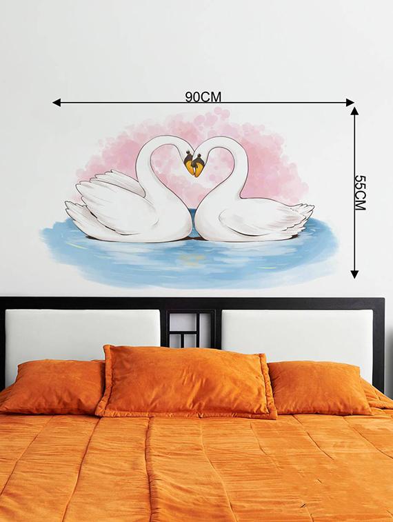 Rawpockets Wall Decals ' Beautiful Swan with Heart-in Background ' Wall stickers (PVC Vinyl) Multicolour - 15734157 - Zoom Image - 4